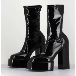 Boots Noires Vernis Stretch - Victoria Mok Patent