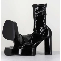 Boots Noires Vernis Stretch - Victoria Mok Patent