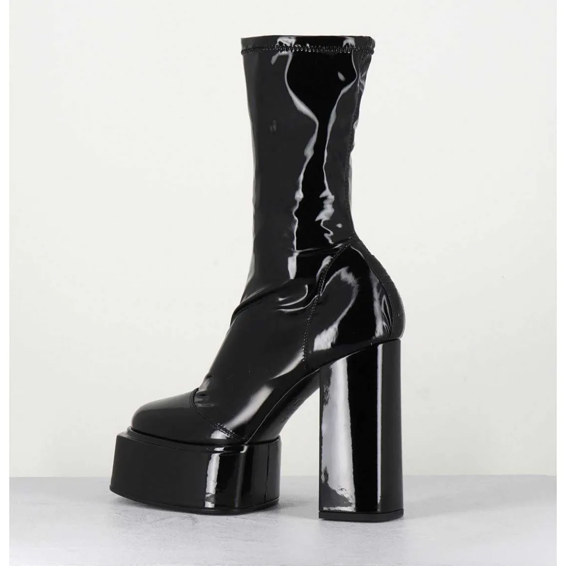 Boots Noires Vernis Stretch - Victoria Mok Patent