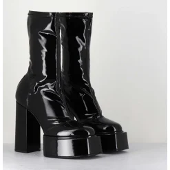 Boots Noires Vernis Stretch - Victoria Mok Patent