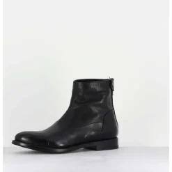 Boots Plates En Cuir Noir - Zoe 56067 Black
