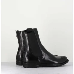 Boots Plates En Cuir Noir, Elastique & Bout Fleuri - Lexikon099 Nero