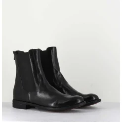 Boots Plates En Cuir Noir & Elastique - Lexikon073 Nero