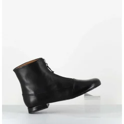 Boots Plates En Cuir Souple Noir A Zip - Maria Black Nappa