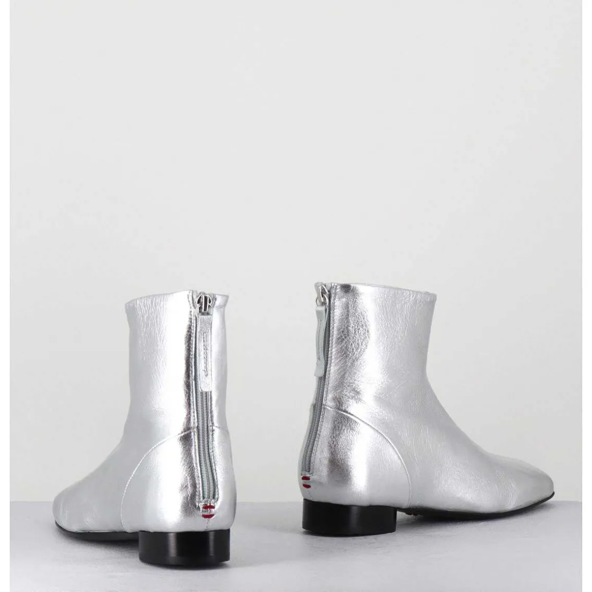 Boots Plates 60S En Cuir Argent - Pam26 Met Argento