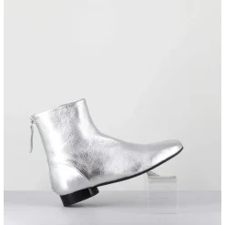 Boots Plates 60S En Cuir Argent - Pam26 Met Argento