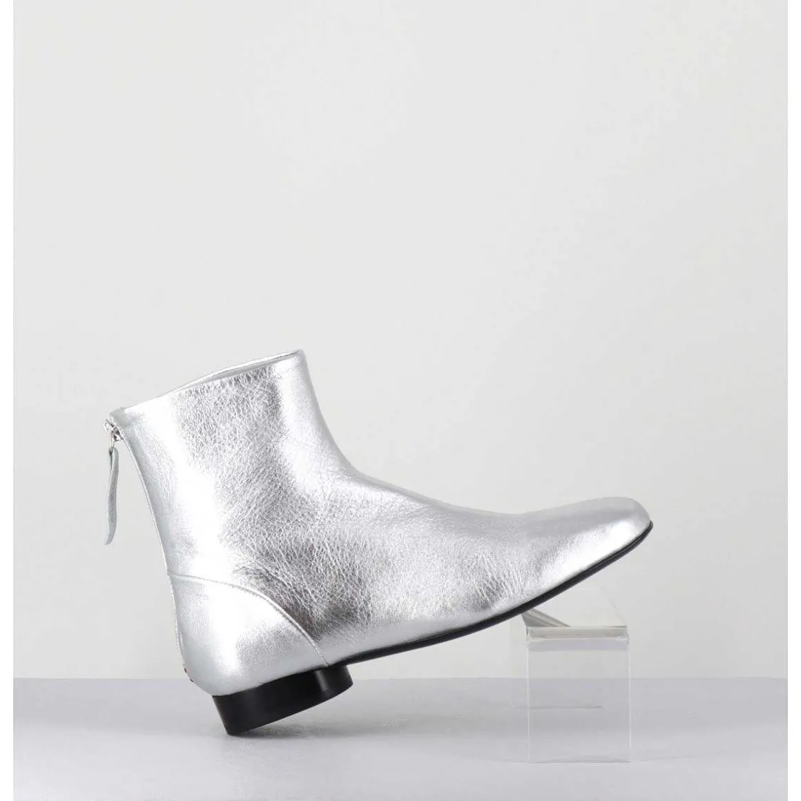 Boots Plates 60S En Cuir Argent - Pam26 Met Argento