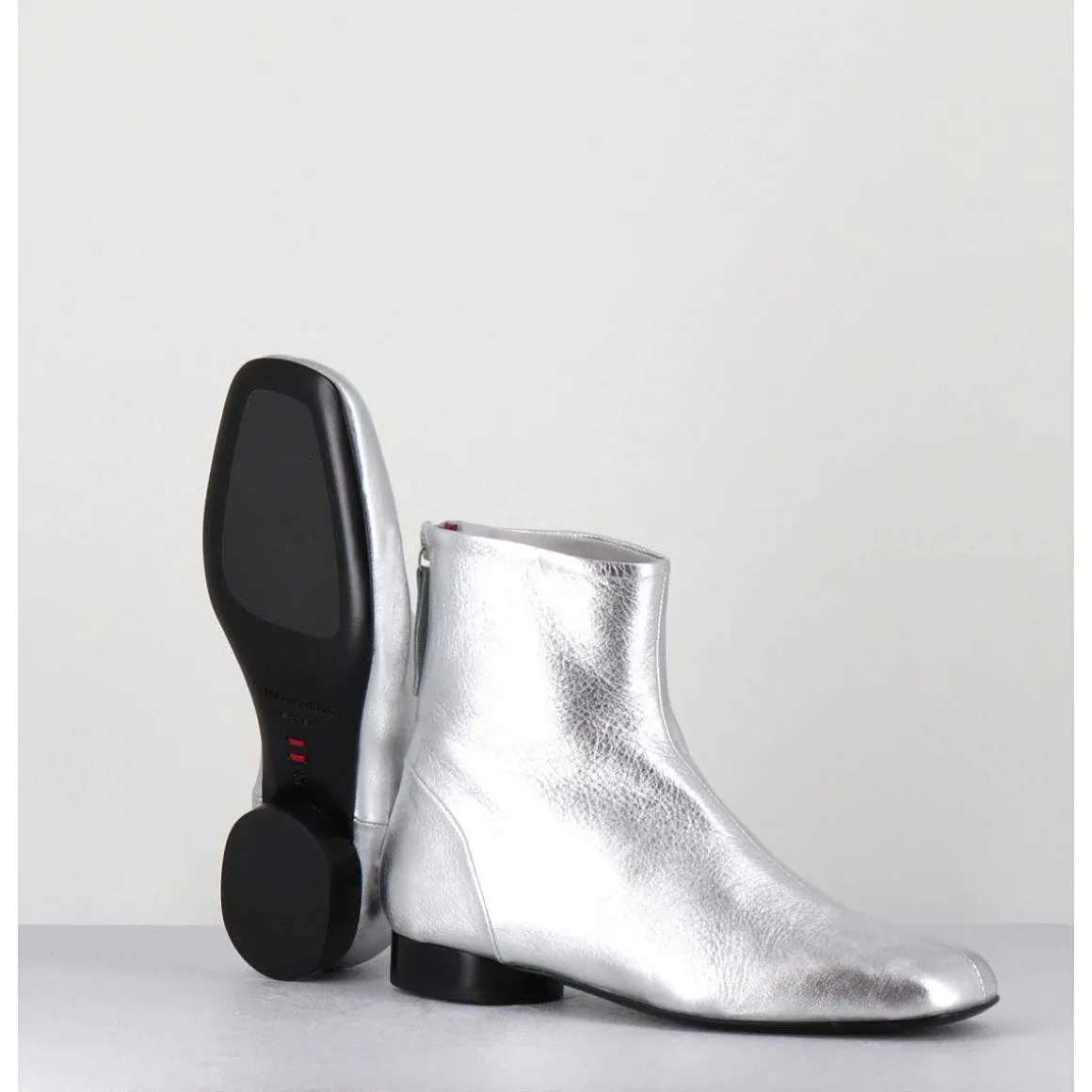 Boots Plates 60S En Cuir Argent - Pam26 Met Argento