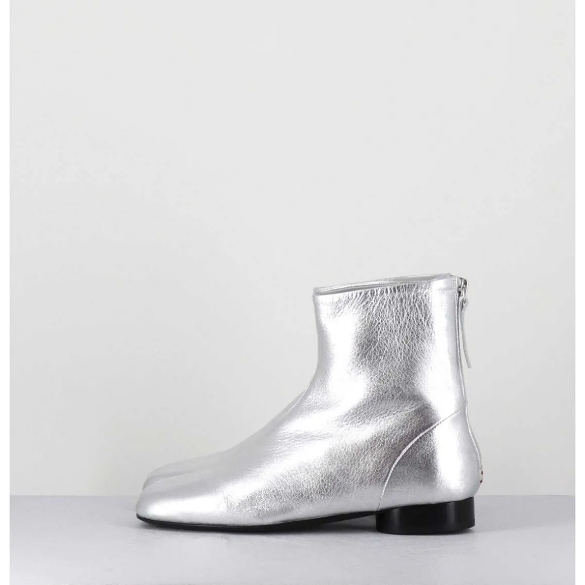 Boots Plates 60S En Cuir Argent - Pam26 Met Argento