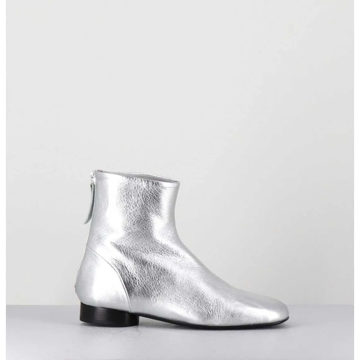 Boots Plates 60S En Cuir Argent - Pam26 Met Argento