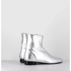Boots Plates 60S En Cuir Argent - Pam26 Met Argento