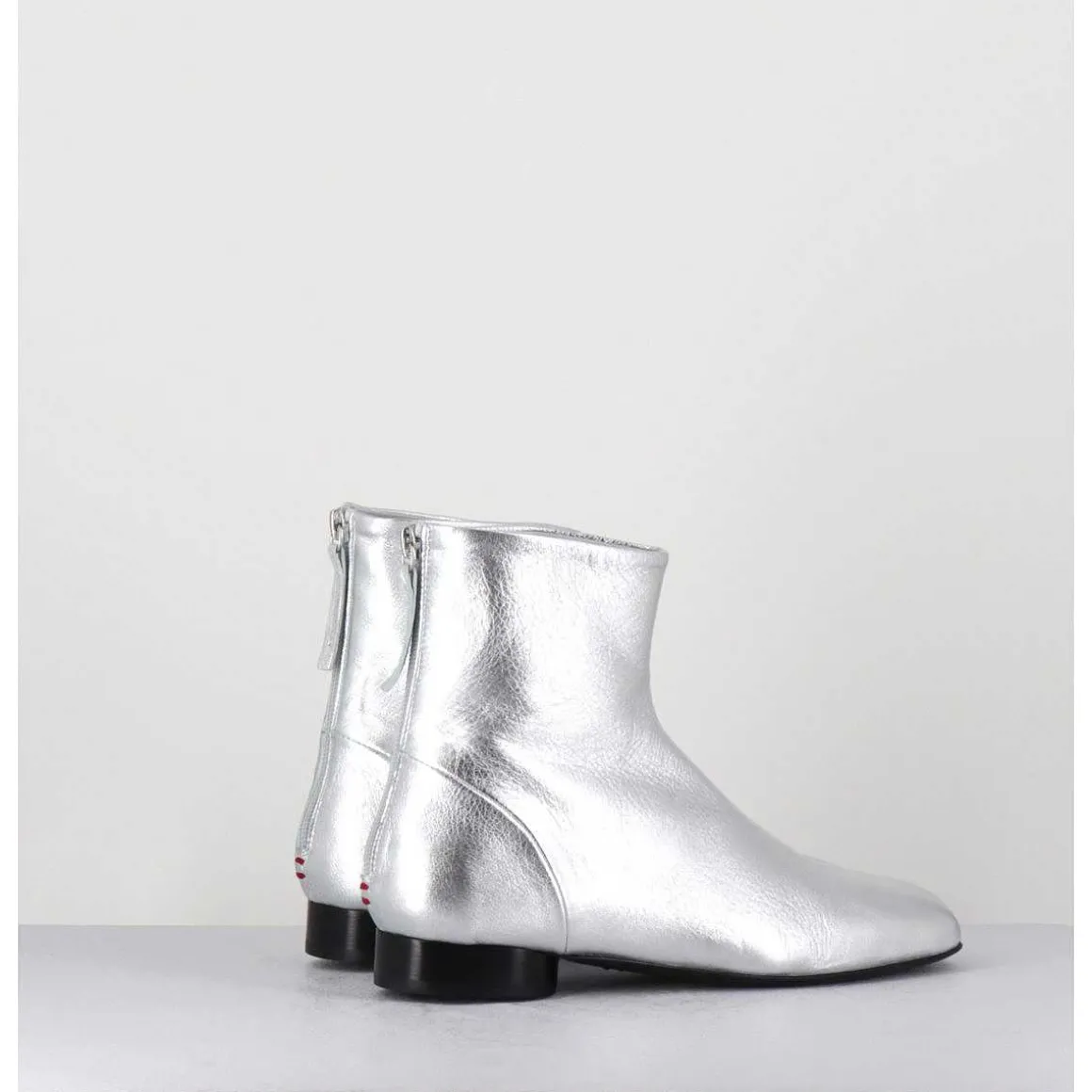 Boots Plates 60S En Cuir Argent - Pam26 Met Argento