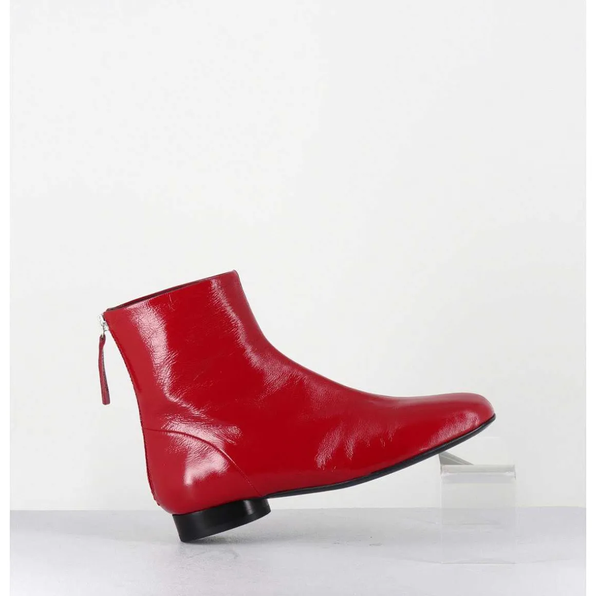 Boots Plates 60S En Cuir Souple Rouge - Pam26 Glaze Passion