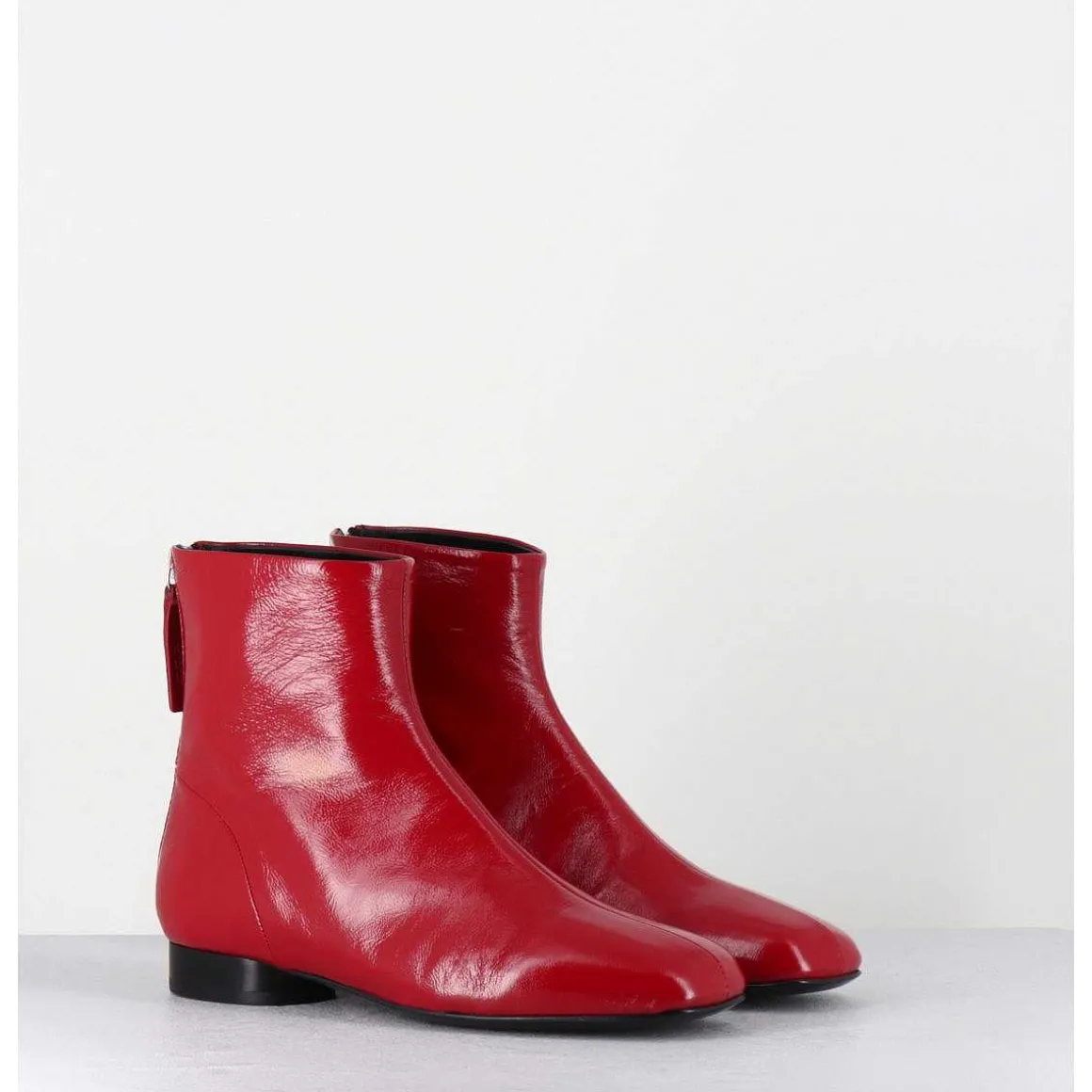 Boots Plates 60S En Cuir Souple Rouge - Pam26 Glaze Passion