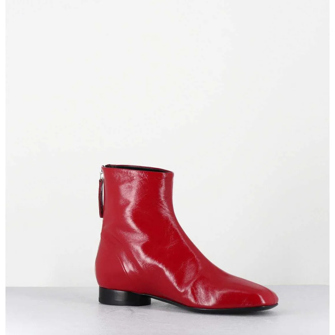 Boots Plates 60S En Cuir Souple Rouge - Pam26 Glaze Passion