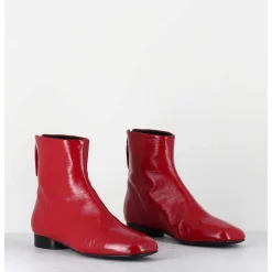 Boots Plates 60S En Cuir Souple Rouge - Pam26 Glaze Passion