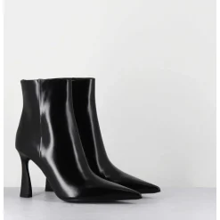 Boots Pointues Talon Haut Cuir Glace Noir - M6594 Splendid Nero