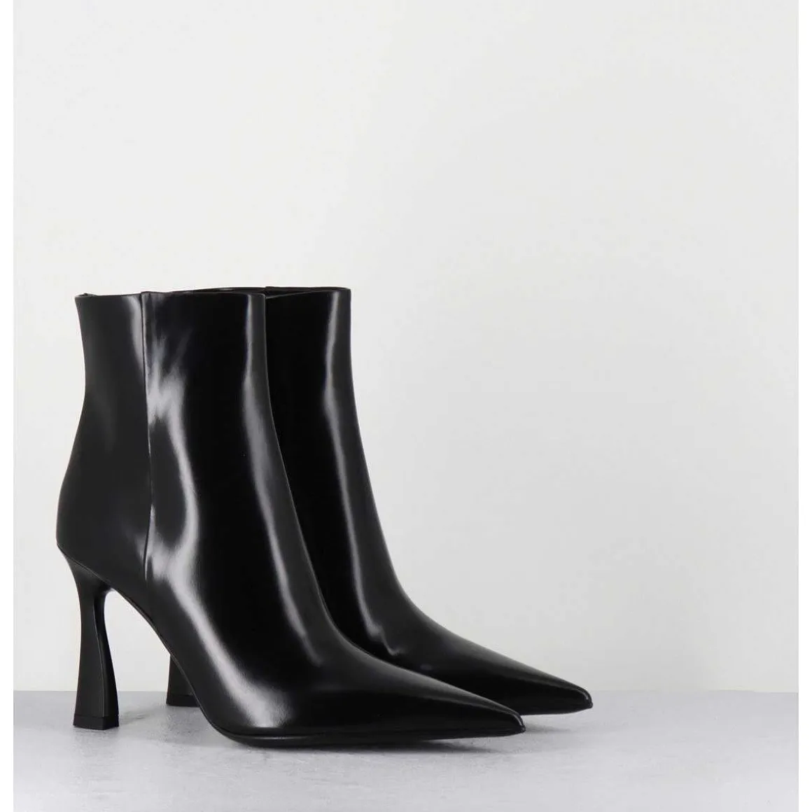 Boots Pointues Talon Haut Cuir Glace Noir - M6594 Splendid Nero