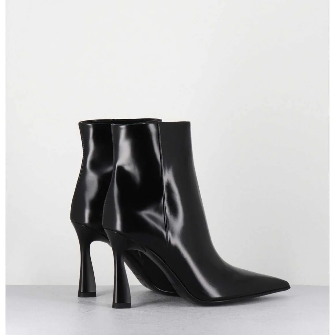 Boots Pointues Talon Haut Cuir Glace Noir - M6594 Splendid Nero