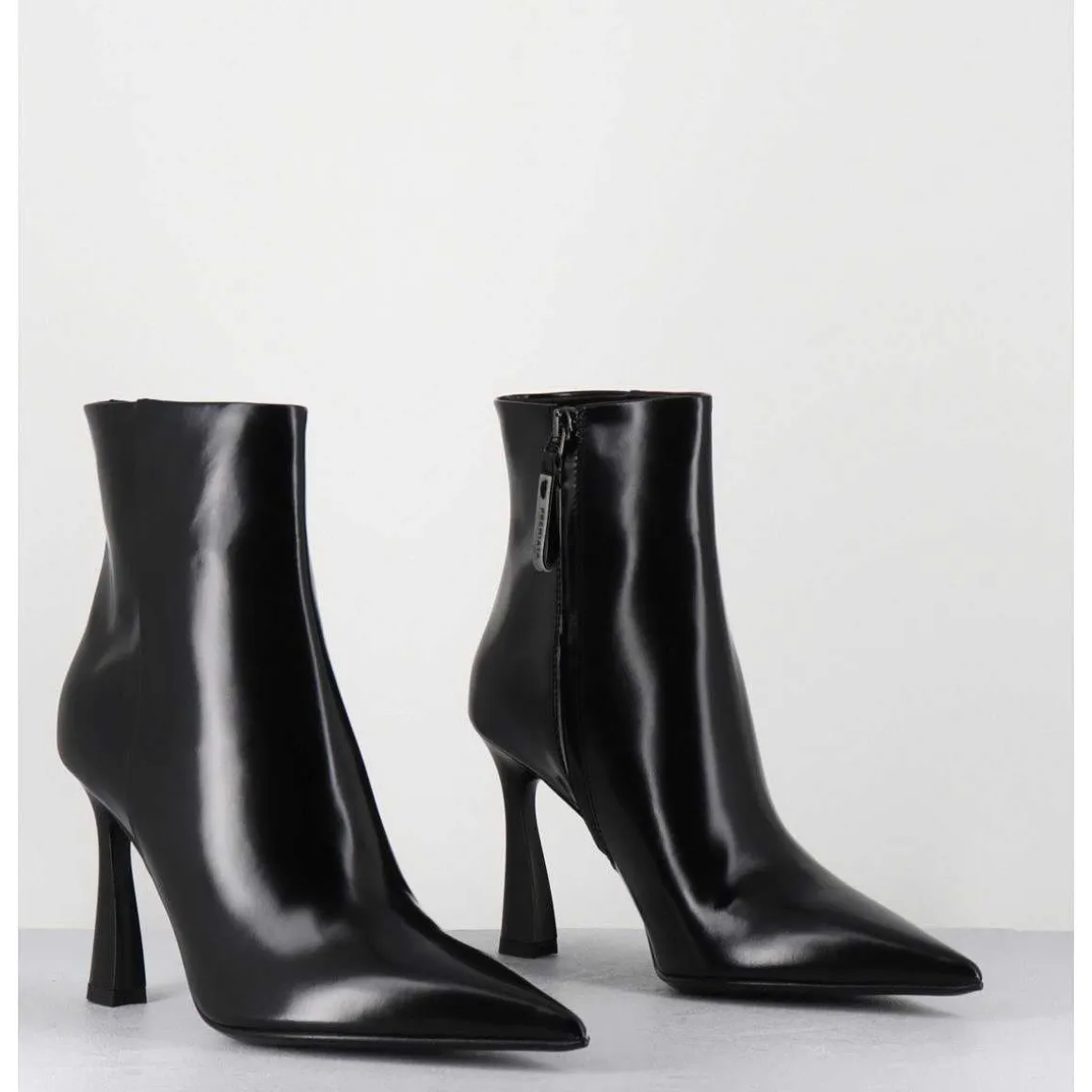 Boots Pointues Talon Haut Cuir Glace Noir - M6594 Splendid Nero