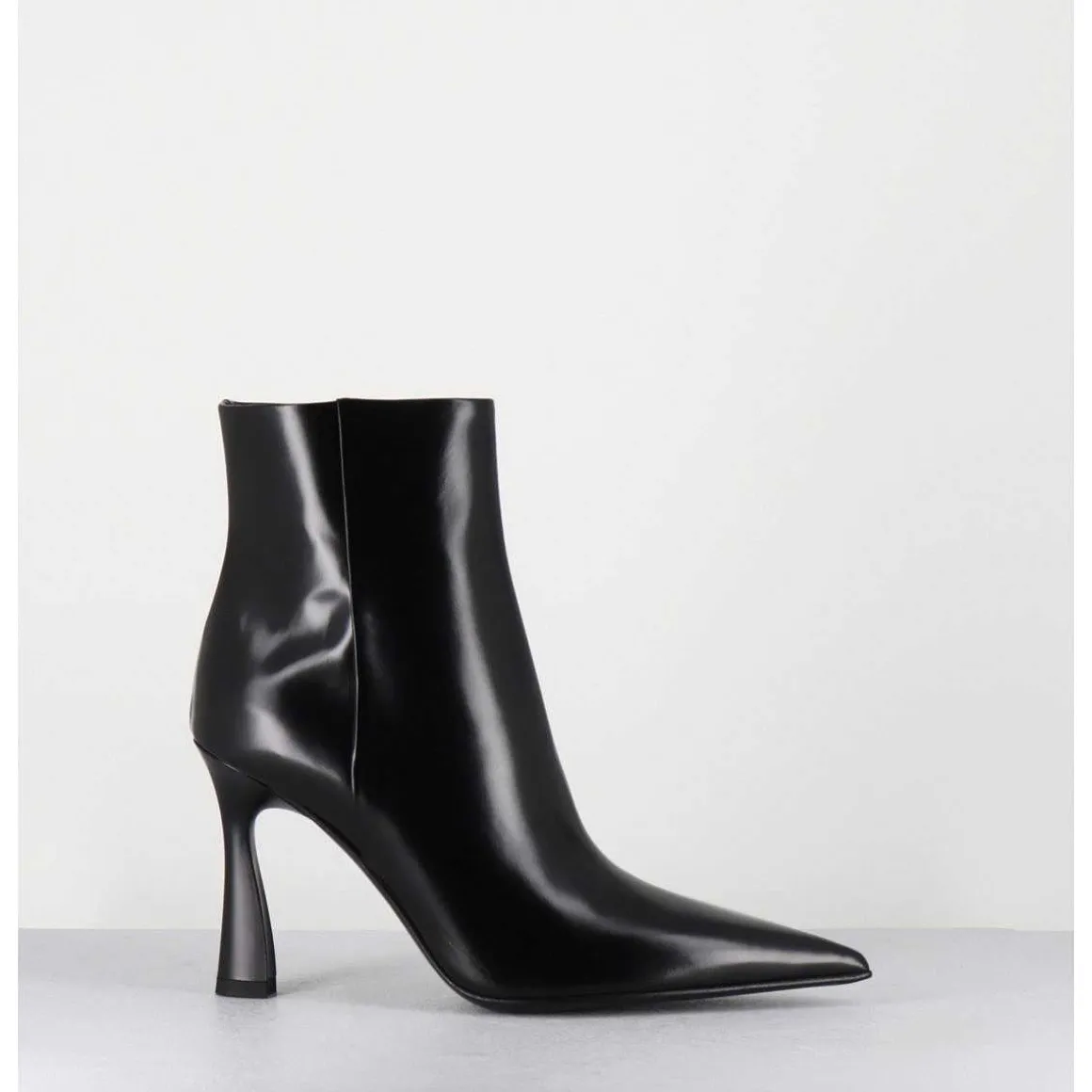 Boots Pointues Talon Haut Cuir Glace Noir - M6594 Splendid Nero