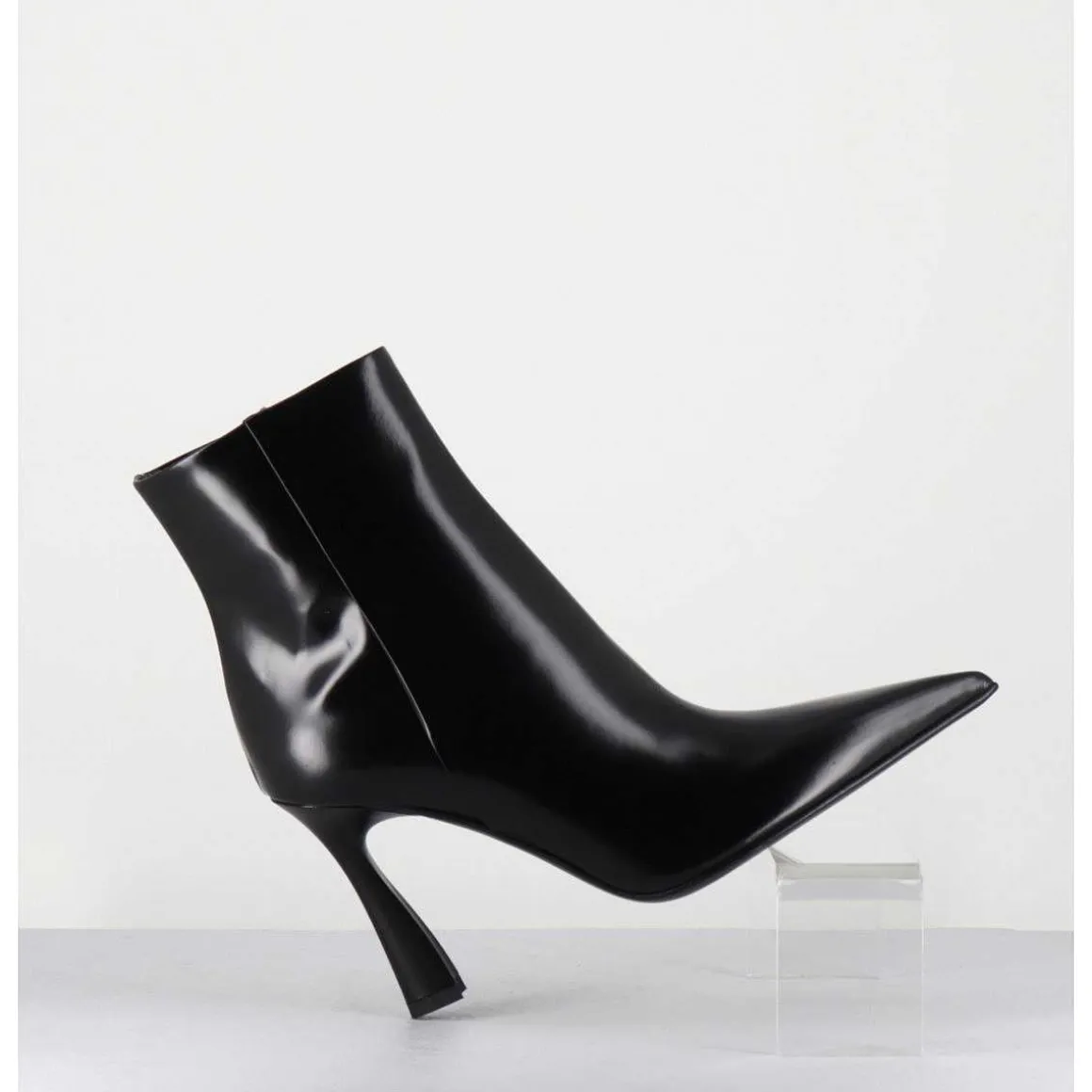 Boots Pointues Talon Haut Cuir Glace Noir - M6594 Splendid Nero
