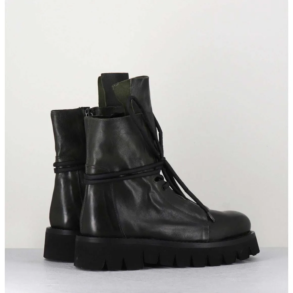 Boots Rangers En Cuir Vert - Smile08 Bottle