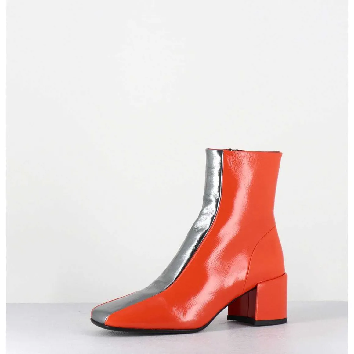 Boots 70S Cuir Orange & Metal Argent - Cecil13 Nespola Silver