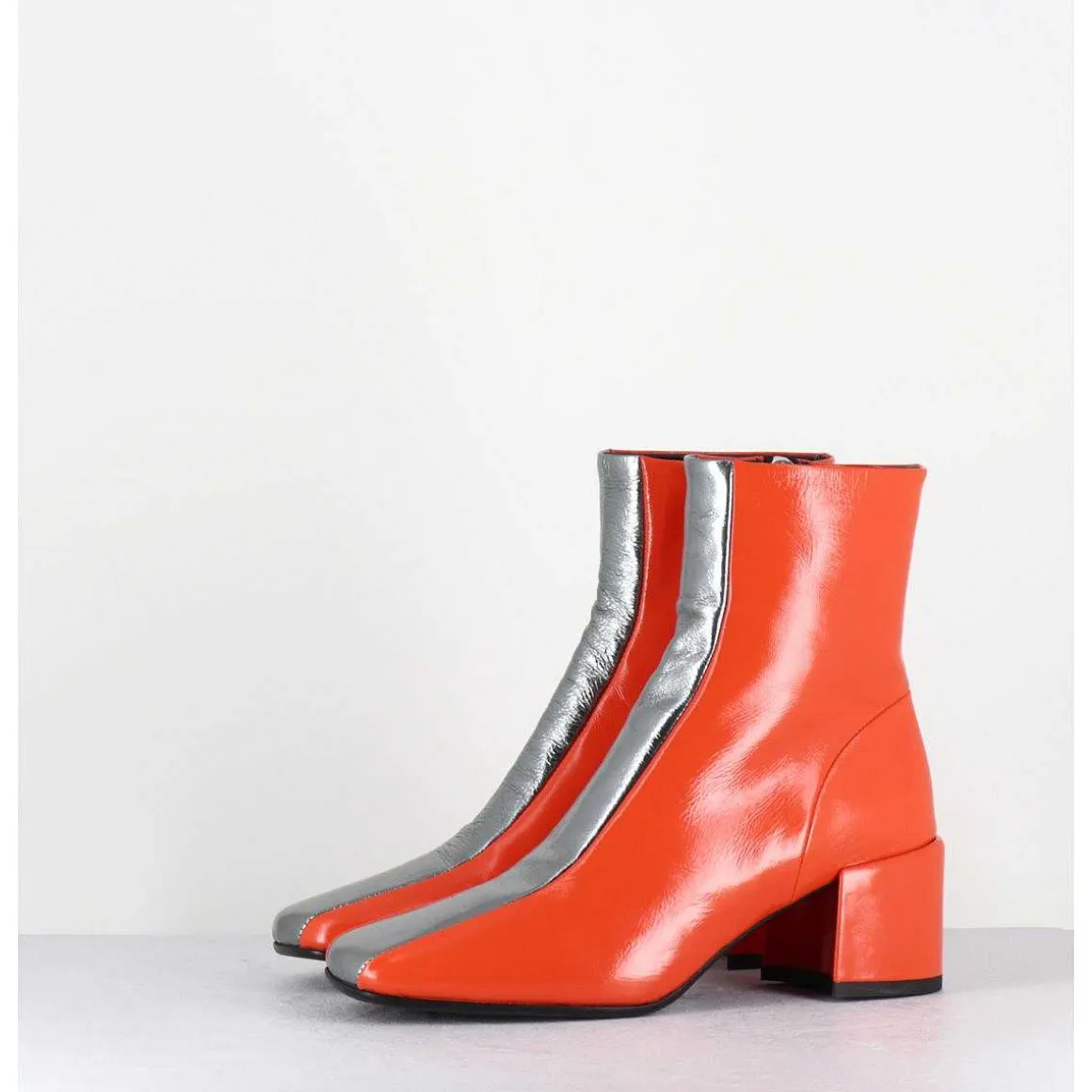 Boots 70S Cuir Orange & Metal Argent - Cecil13 Nespola Silver