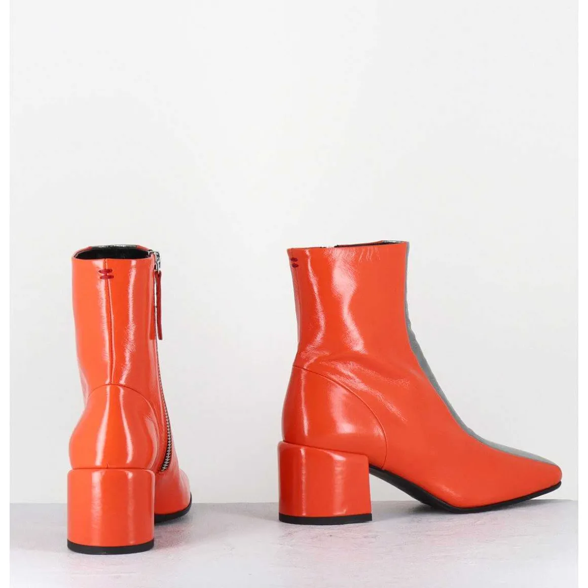 Boots 70S Cuir Orange & Metal Argent - Cecil13 Nespola Silver
