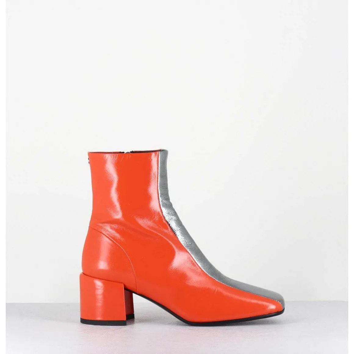 Boots 70S Cuir Orange & Metal Argent - Cecil13 Nespola Silver