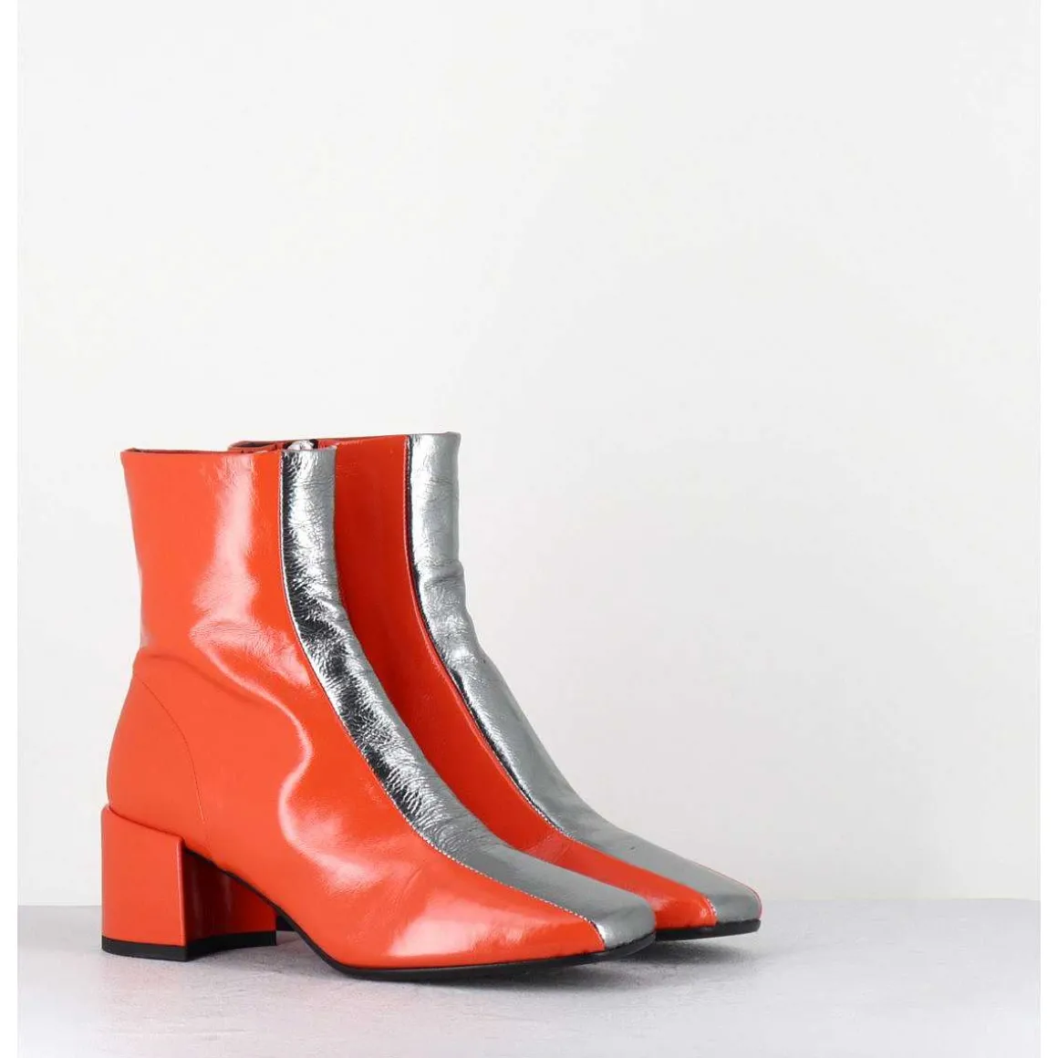 Boots 70S Cuir Orange & Metal Argent - Cecil13 Nespola Silver