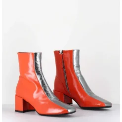 Boots 70S Cuir Orange & Metal Argent - Cecil13 Nespola Silver