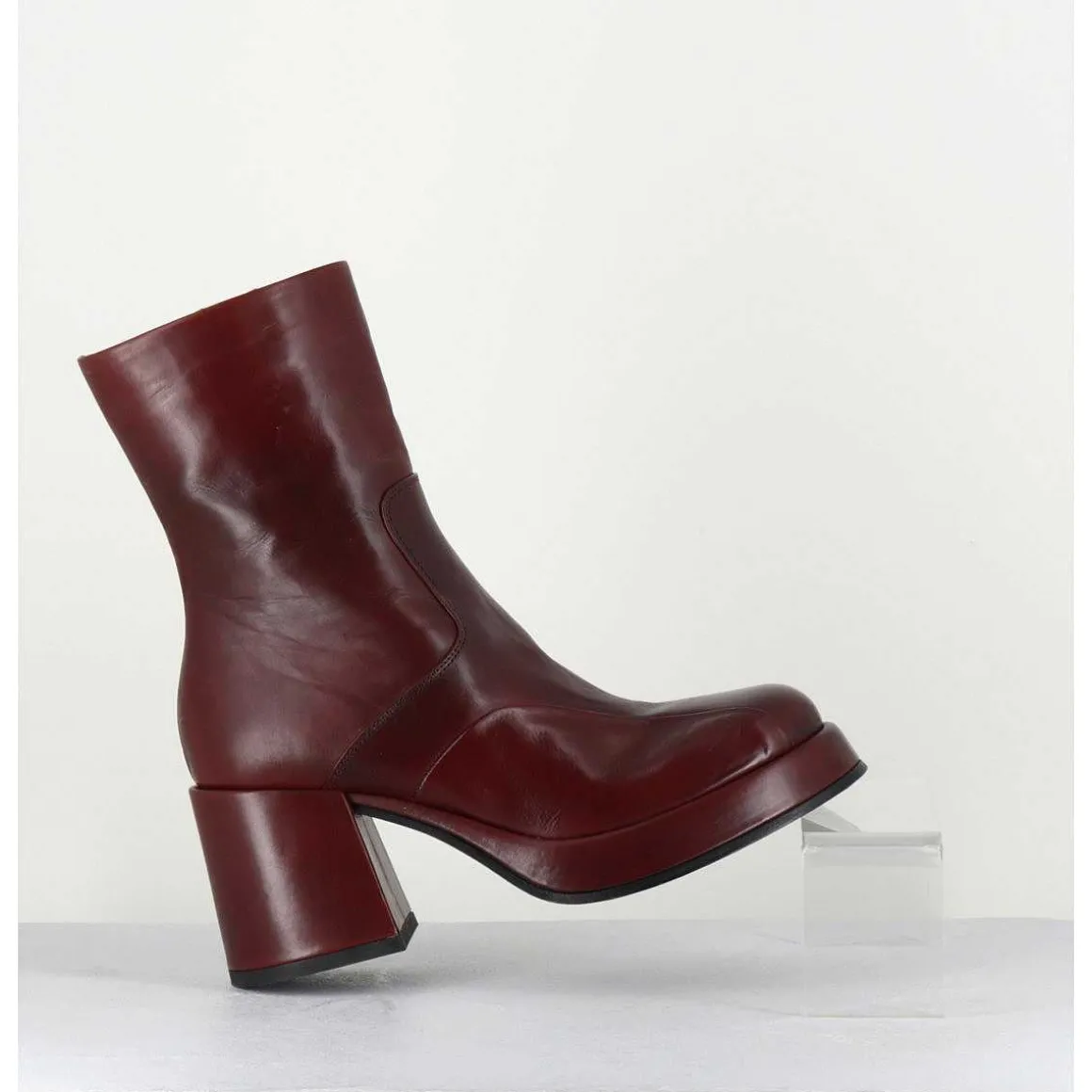 Boots 70S En Cuir Bordeaux - Archi Bordeau