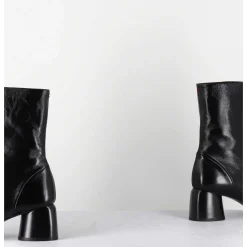 Boots 60S En Cuir Brillant Noir - Caren07 Glaze Nero