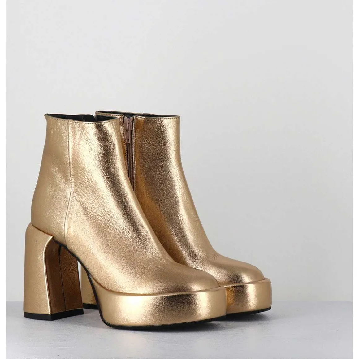 Boots 70S En Cuir Metallise Dore - E3303 Bitter Gold