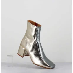 Boots 70S En Cuir Metallise Or & Argent - Cecil13 Metal Platino