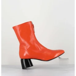 Boots 60S En Cuir Orange & Talon Noir - Caren07 Glaze Nespola