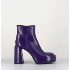 Boots 70S En Cuir Prune - E3303 Purple