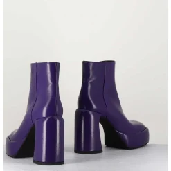 Boots 70S En Cuir Prune - E3303 Purple