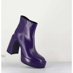 Boots 70S En Cuir Prune - E3303 Purple