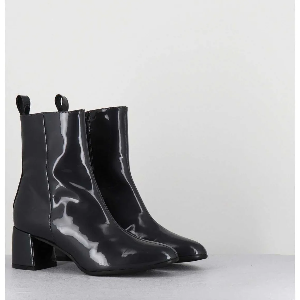 Boots 60S En Cuir Vernis Gris Anthracite - Samui2 Galassia Grigio
