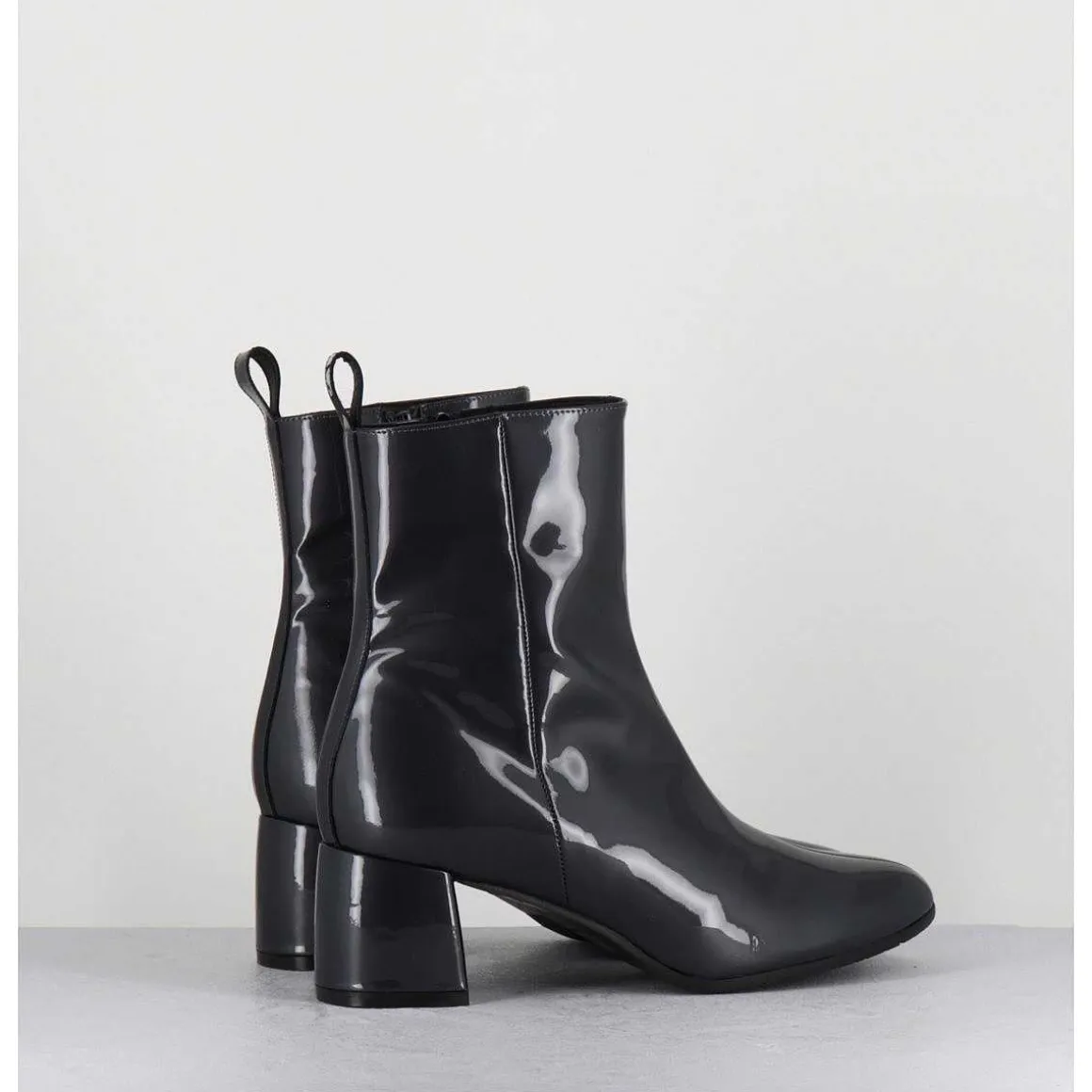Boots 60S En Cuir Vernis Gris Anthracite - Samui2 Galassia Grigio