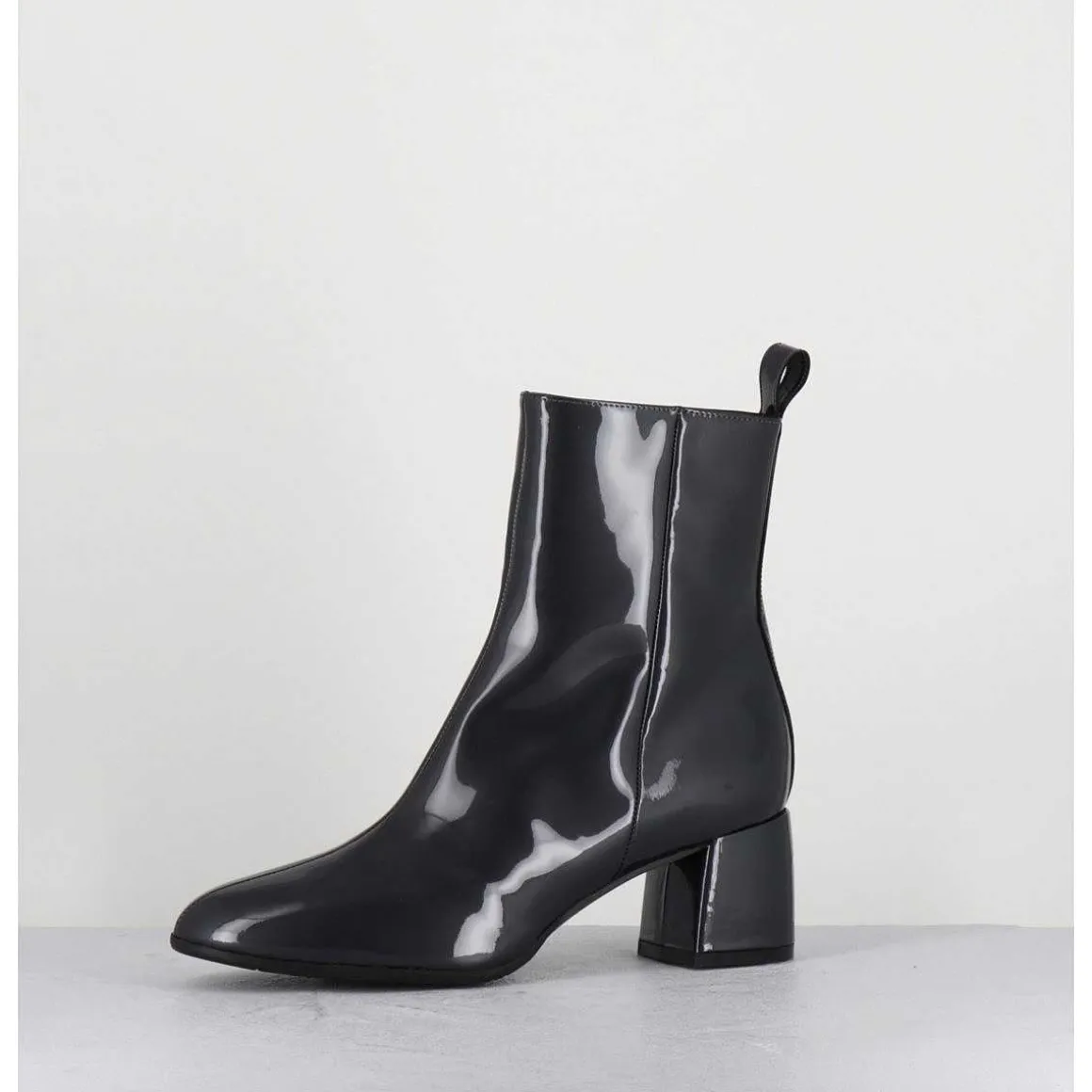 Boots 60S En Cuir Vernis Gris Anthracite - Samui2 Galassia Grigio