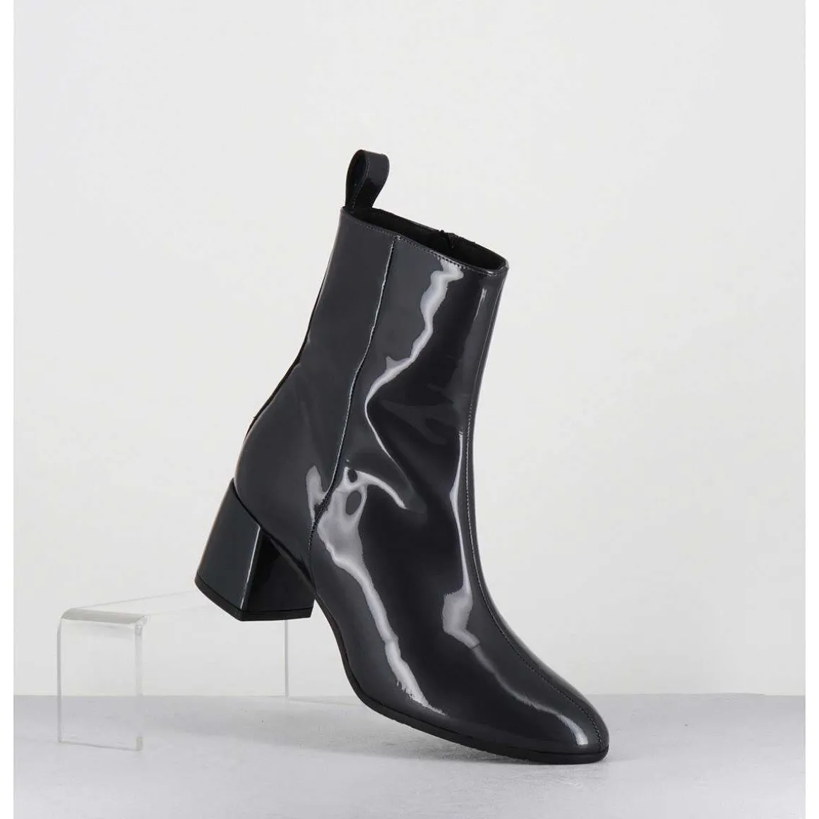 Boots 60S En Cuir Vernis Gris Anthracite - Samui2 Galassia Grigio