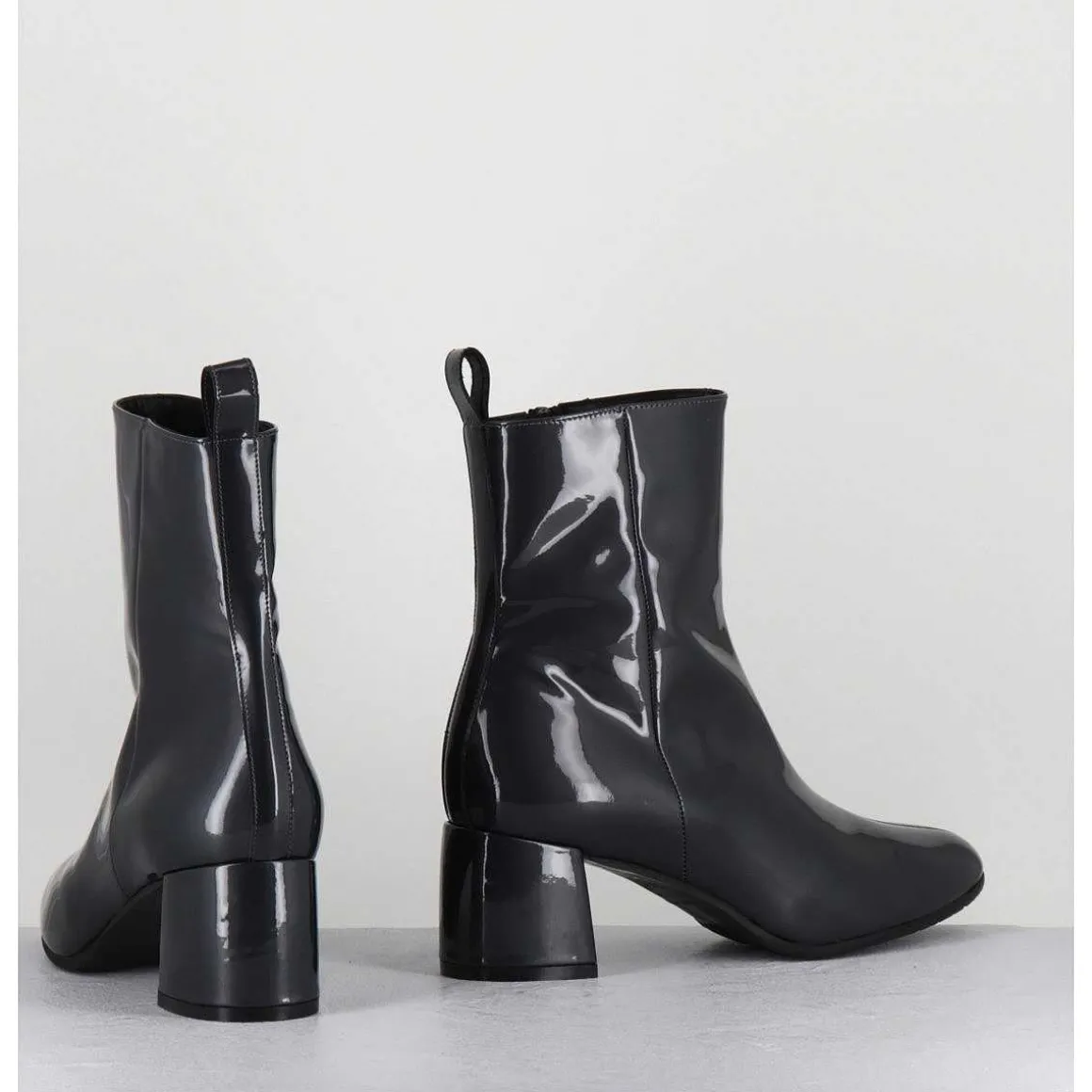 Boots 60S En Cuir Vernis Gris Anthracite - Samui2 Galassia Grigio