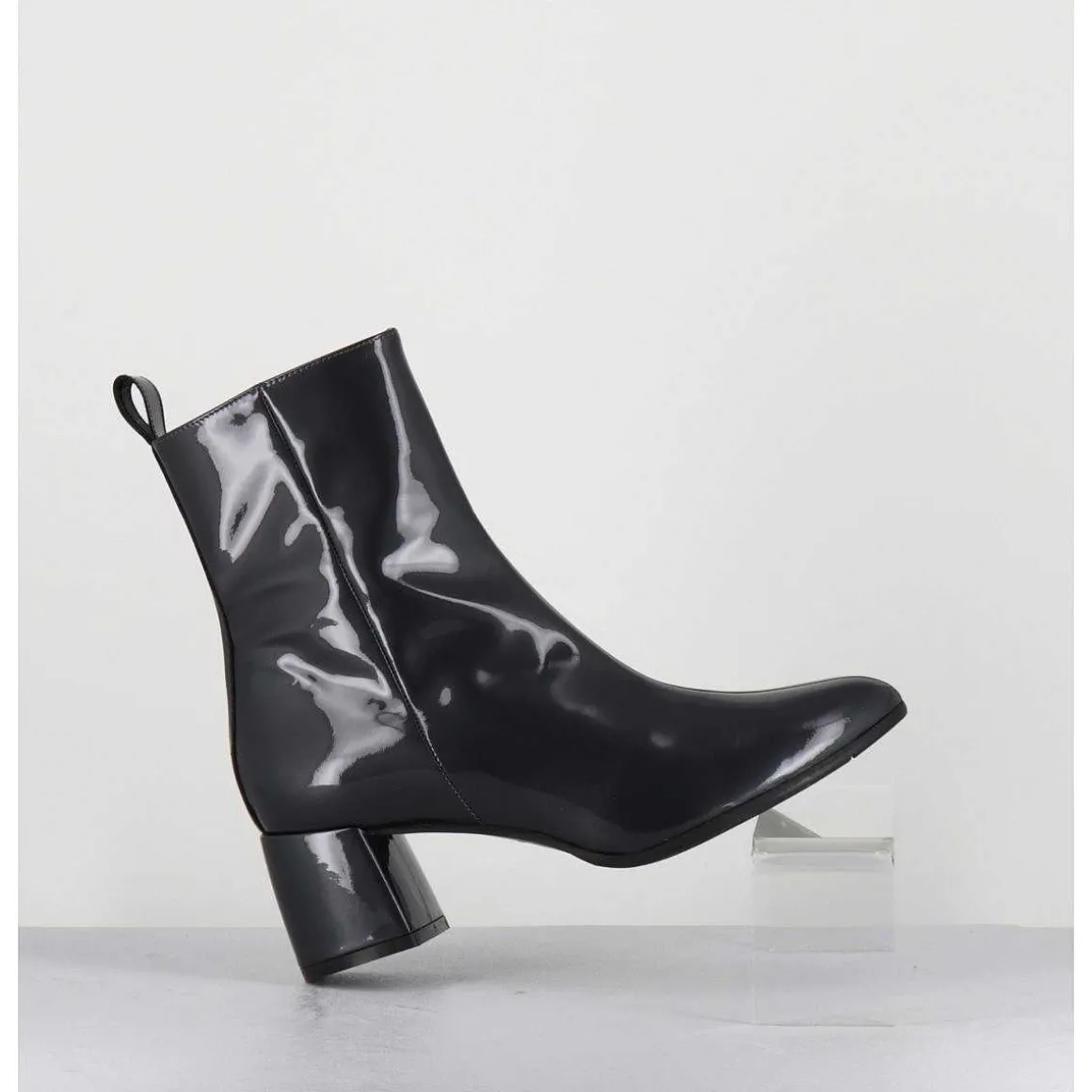 Boots 60S En Cuir Vernis Gris Anthracite - Samui2 Galassia Grigio