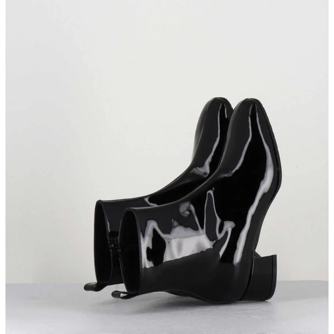 Boots 60S En Cuir Vernis Noir - Jane Vernice Nero