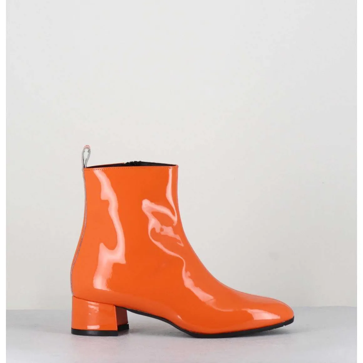 Boots 60S En Cuir Vernis Orange - Jane Vernice Orange