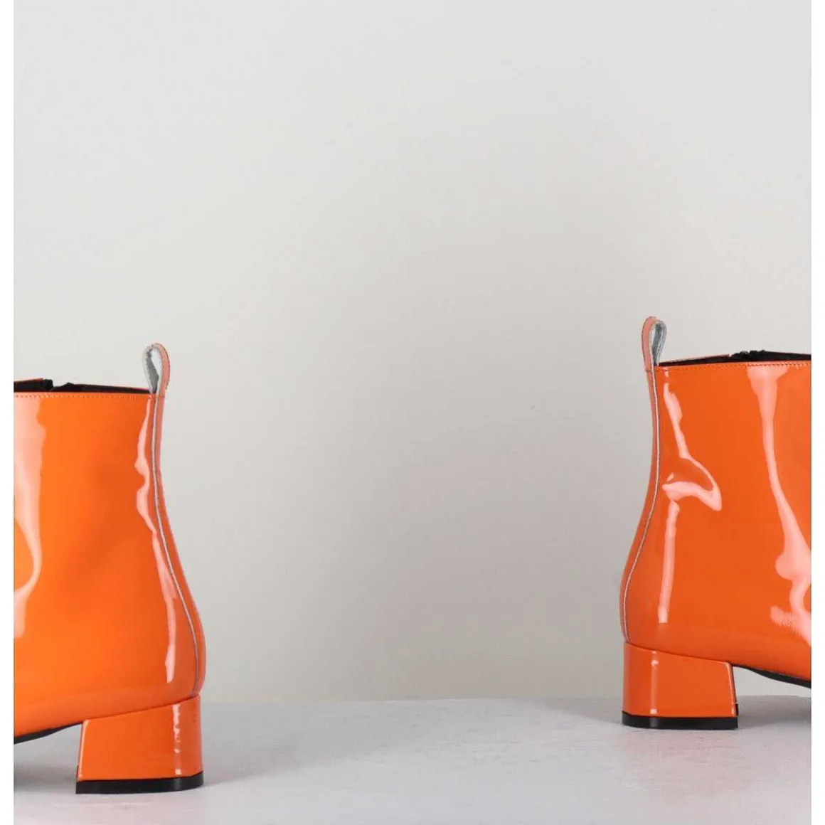 Boots 60S En Cuir Vernis Orange - Jane Vernice Orange